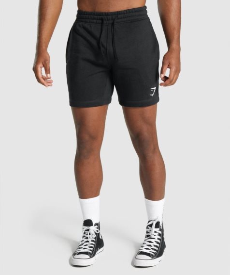 Men's Gymshark Crest Shorts Black | NZ 5JQDTE